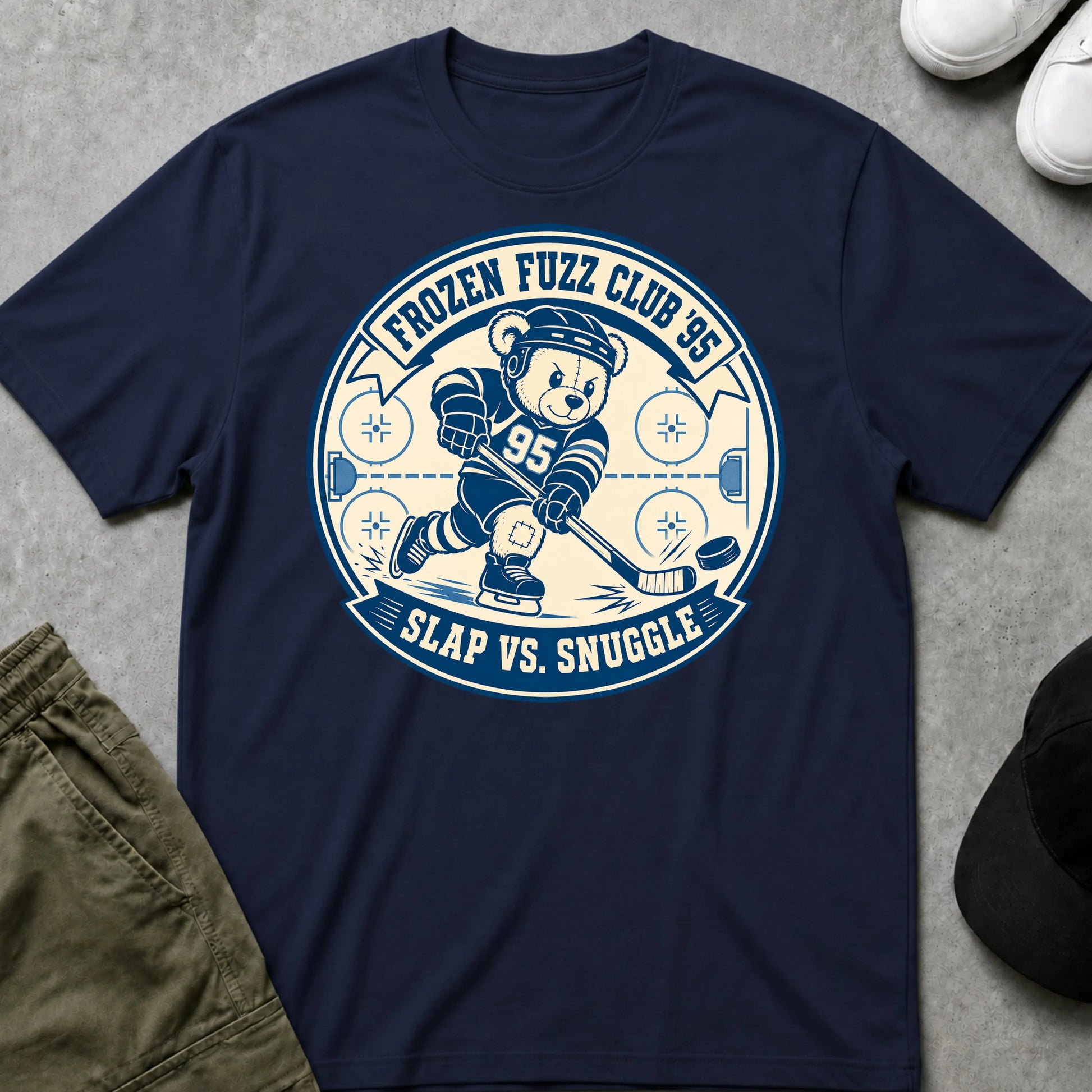 Cool Teds Teddy-Bear Ice Hockey Hero T-Shirt Navy / S