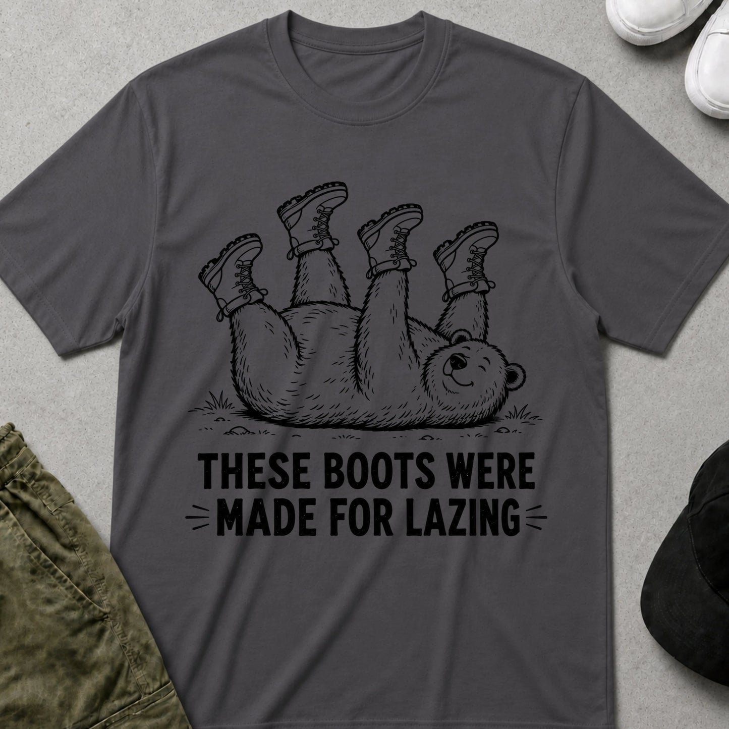 Lazy Boots T-Shirt Charcoal