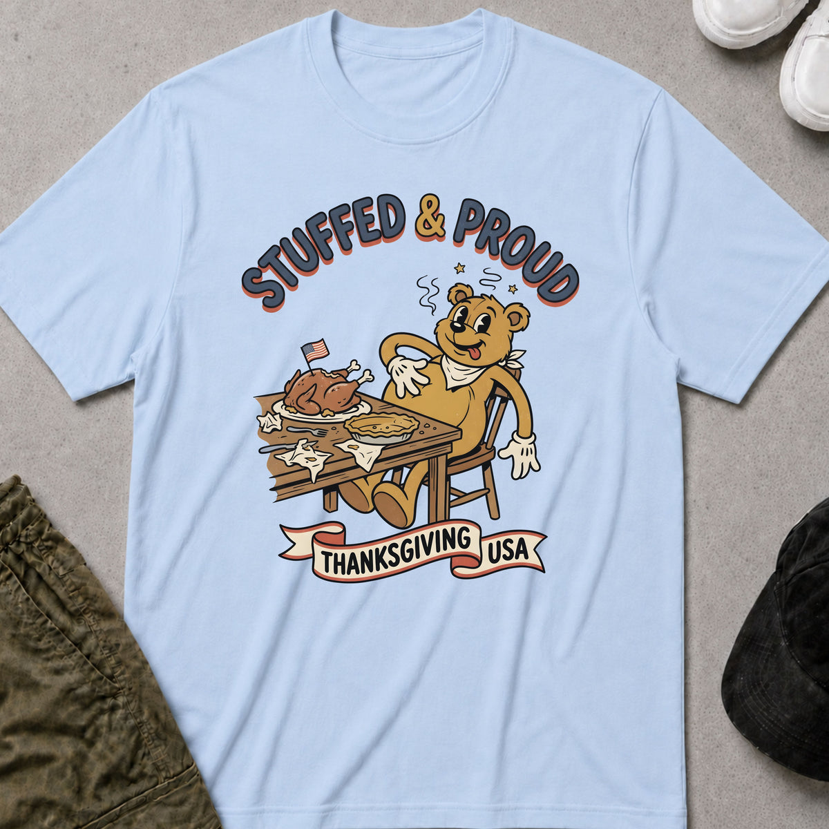 Thanksgiving Feast T-Shirt Light Blue