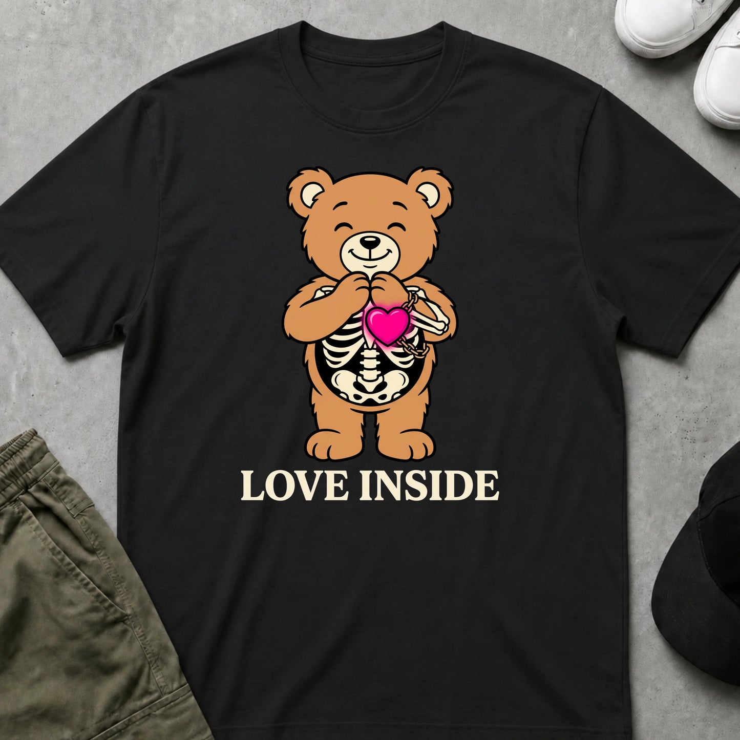 Cool Teds Teddy-Bear Love Inside T-Shirt Black / S