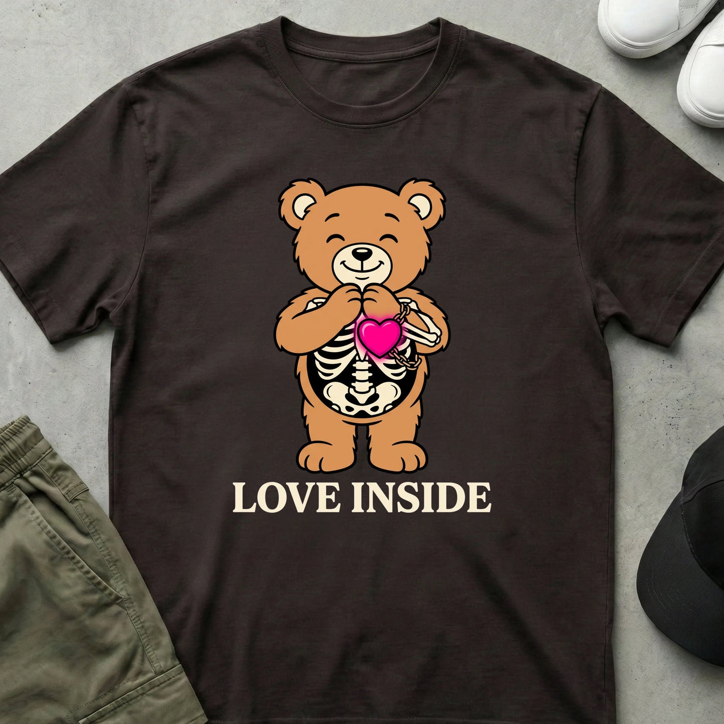 Cool Teds Teddy-Bear Love Inside T-Shirt Dark Chocolate / S