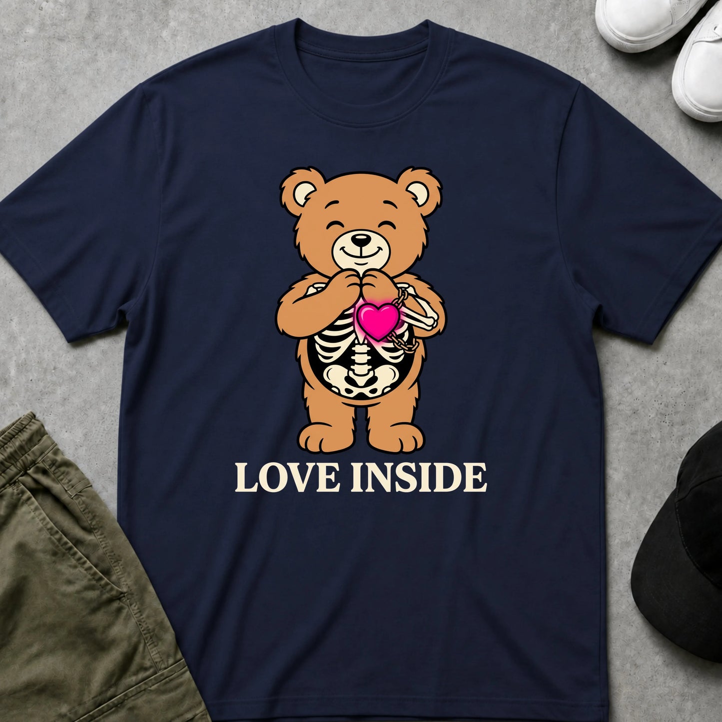 Cool Teds Teddy-Bear Love Inside T-Shirt Navy / S
