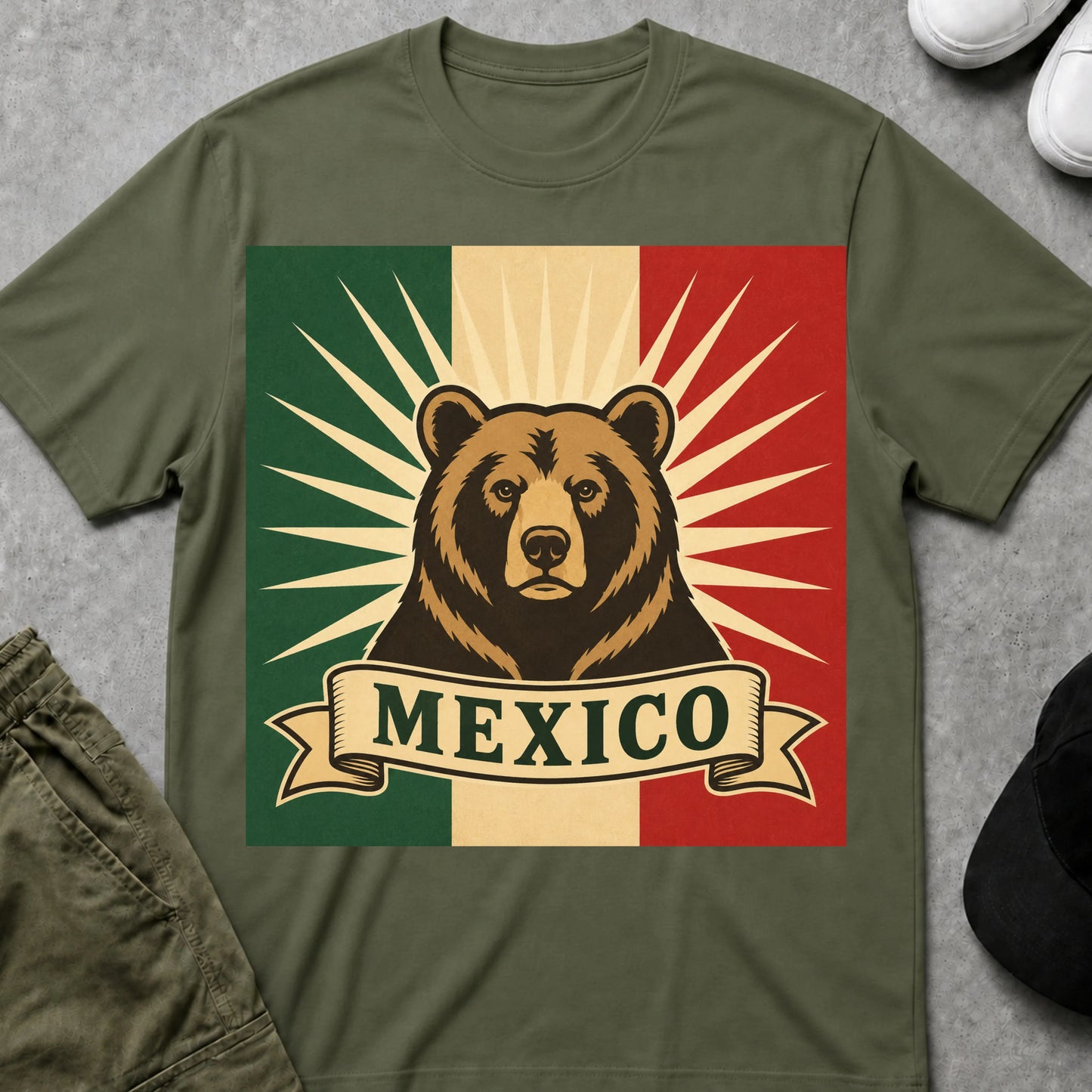 Cool Teds Teddy-Bear Mexico T-Shirt Military Green / S