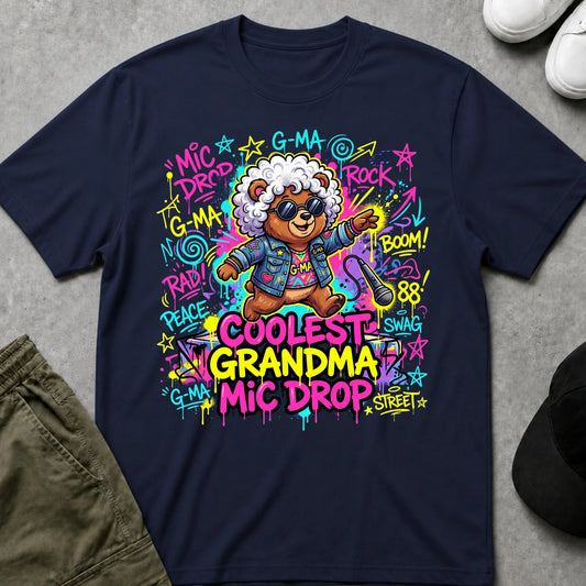 Cool Teds Teddy-Bear Mic Drop T-Shirt Navy / S