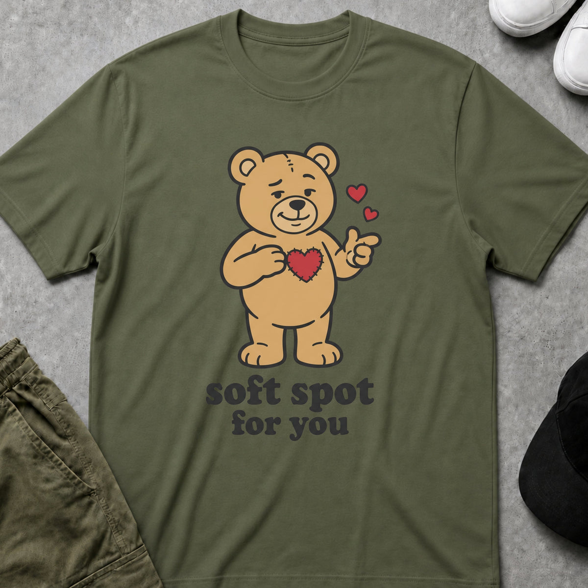 Teddy's Heart T-Shirt Military Green