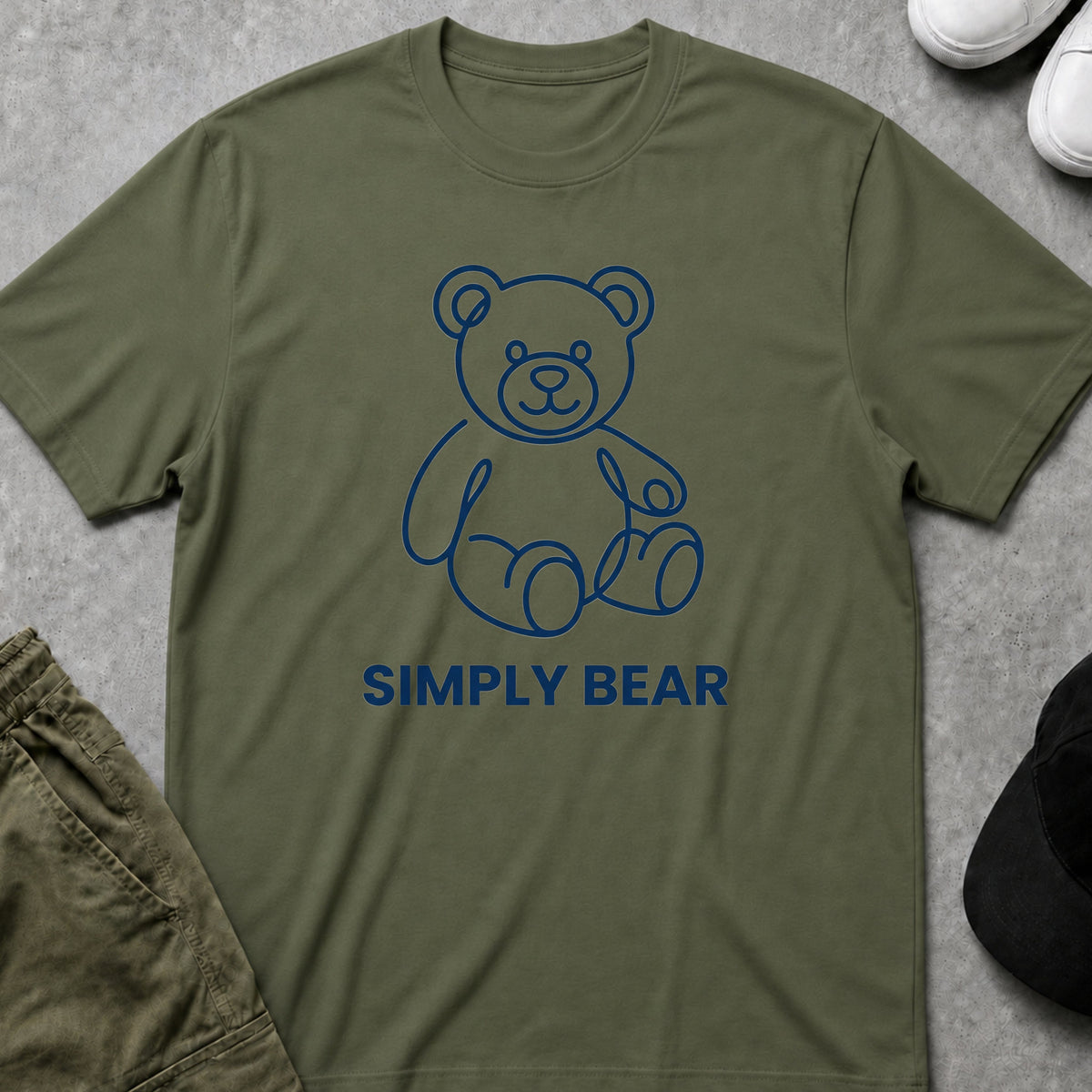 Printify Teddy-Bear Simply Bear T-Shirt Military Green / S