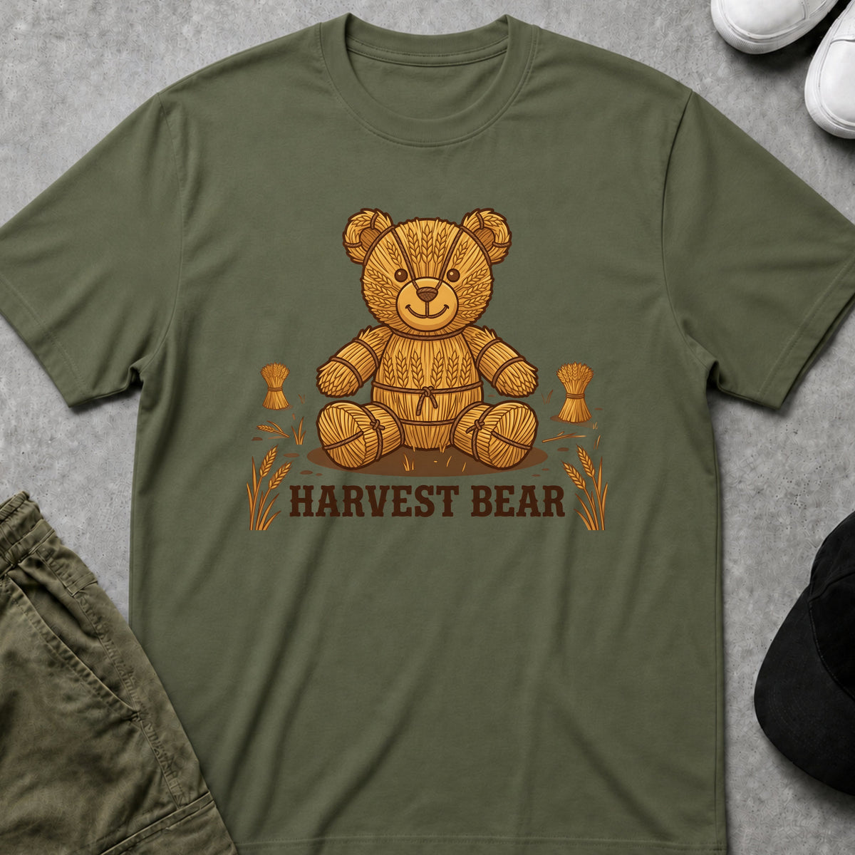 Printify Teddy-Bear Harvest Bear T-Shirt Military Green / S