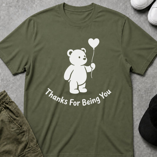 Printify Teddy-Bear Bear Heart Gratitude T-Shirt Military Green / S