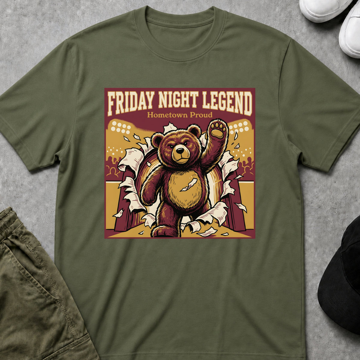 Printify Teddy-Bear Friday Night Legend T-Shirt Military Green / S