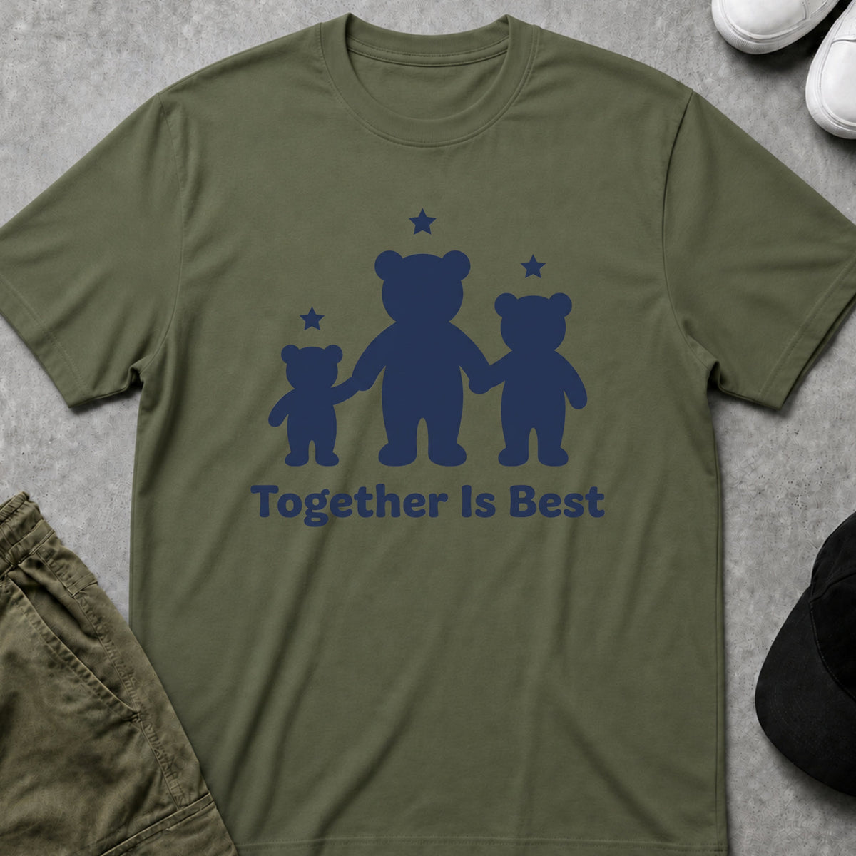 Printify Teddy-Bear Together Is Best T-Shirt Military Green / S