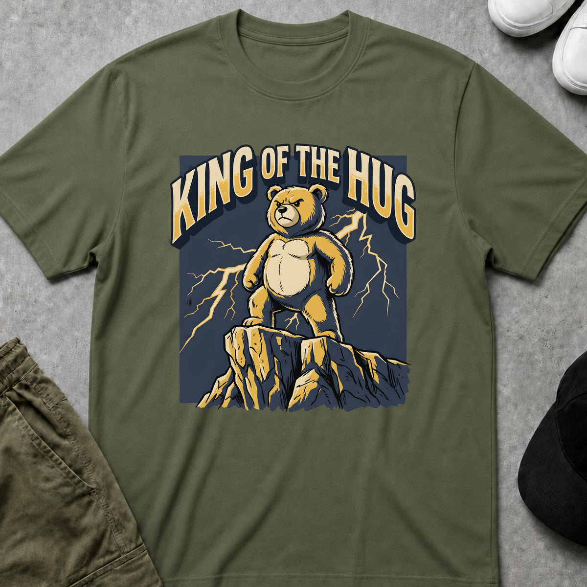Printify Teddy-Bear Bear Throne T-Shirt Military Green / S