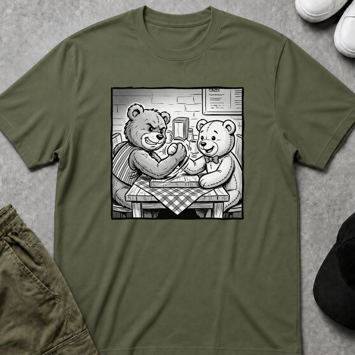 Printify Teddy-Bear Bears Lunch T-Shirt Military Green / S