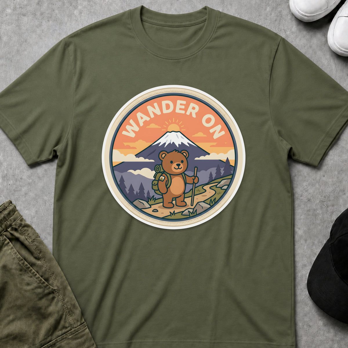 Printify Teddy-Bear Wander On T-Shirt Military Green / S