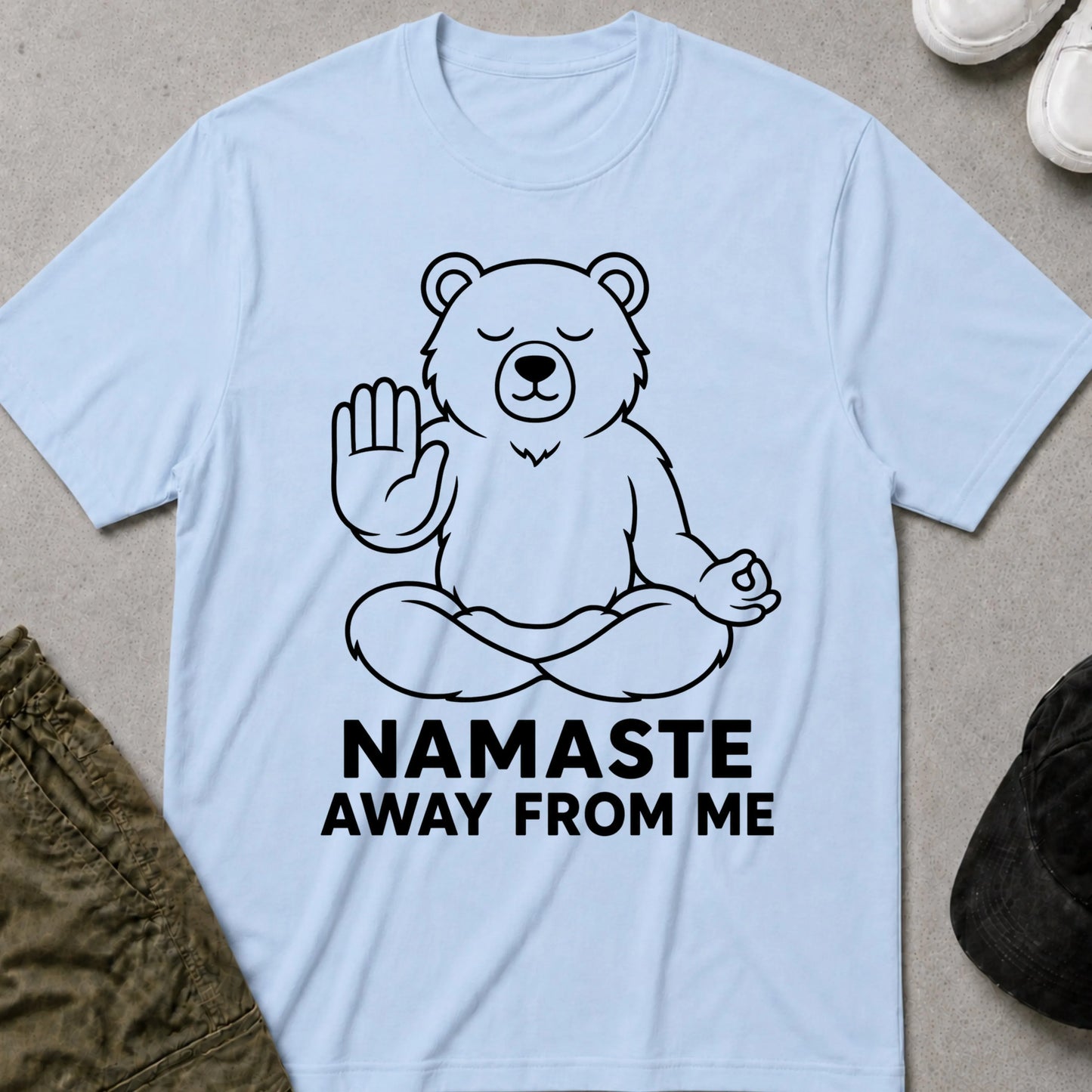 Cool Teds Teddy-Bear Namaste Away T-Shirt Light Blue / S