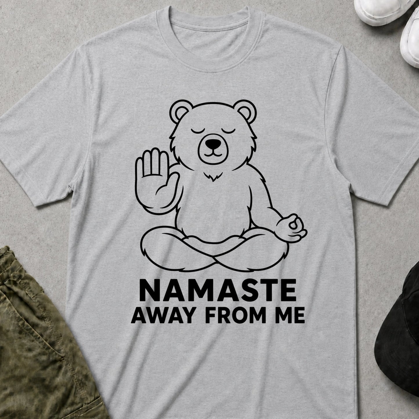 Cool Teds Teddy-Bear Namaste Away T-Shirt Sport Grey / S