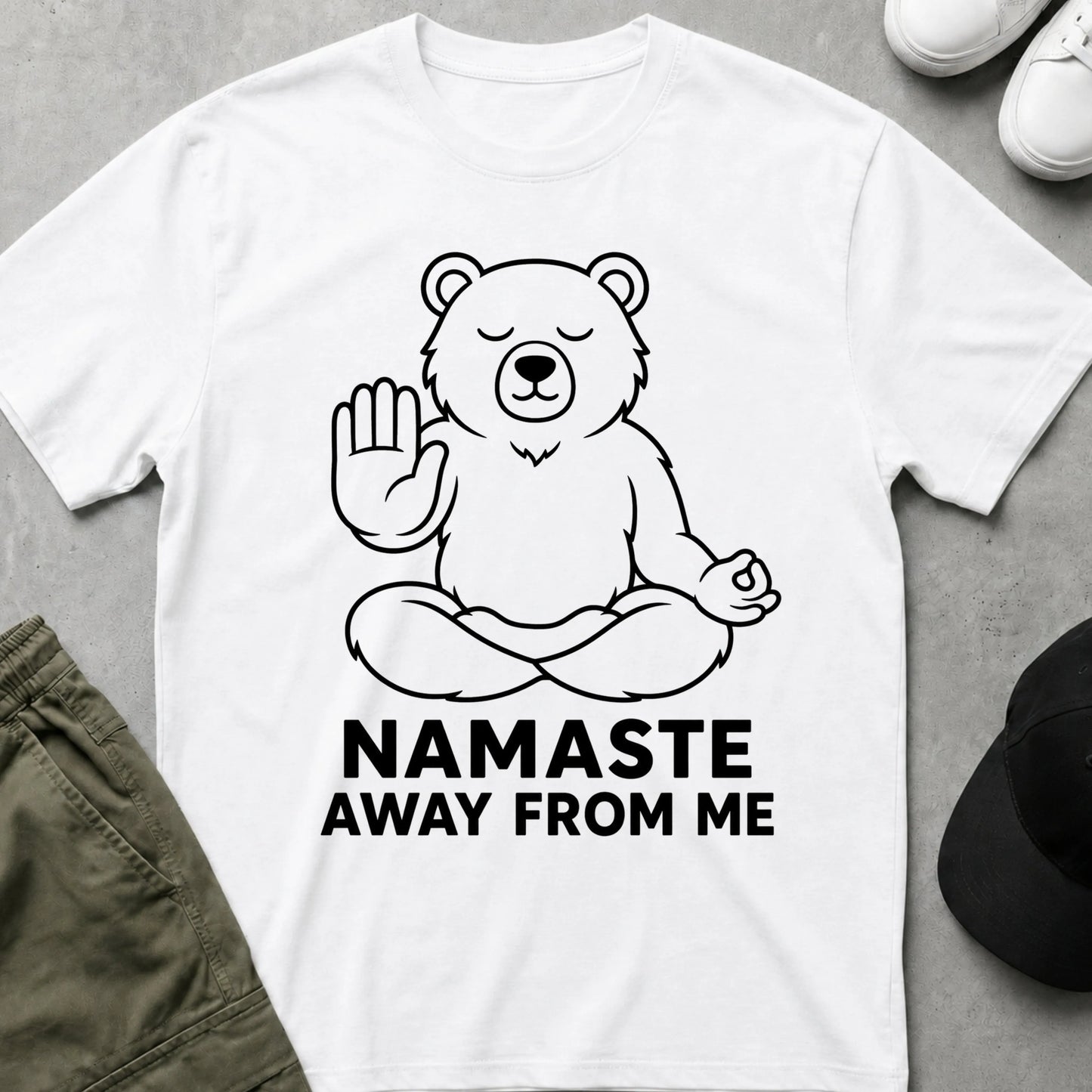 Cool Teds Teddy-Bear Namaste Away T-Shirt White / S