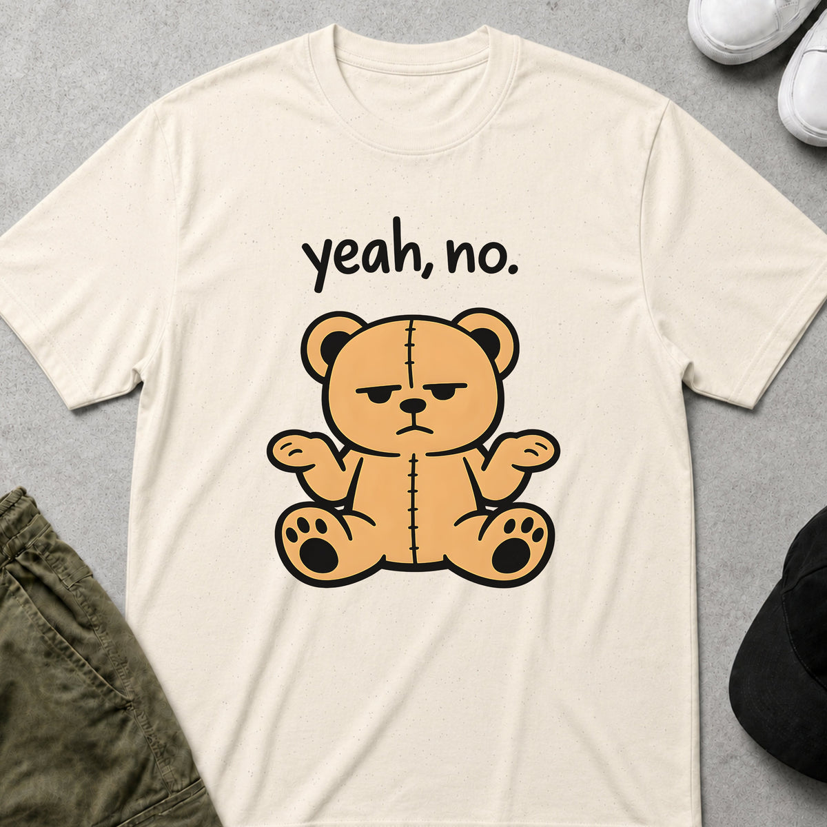 Cool Teds Teddy-Bear Deadpan Bear T-Shirt Natural / S