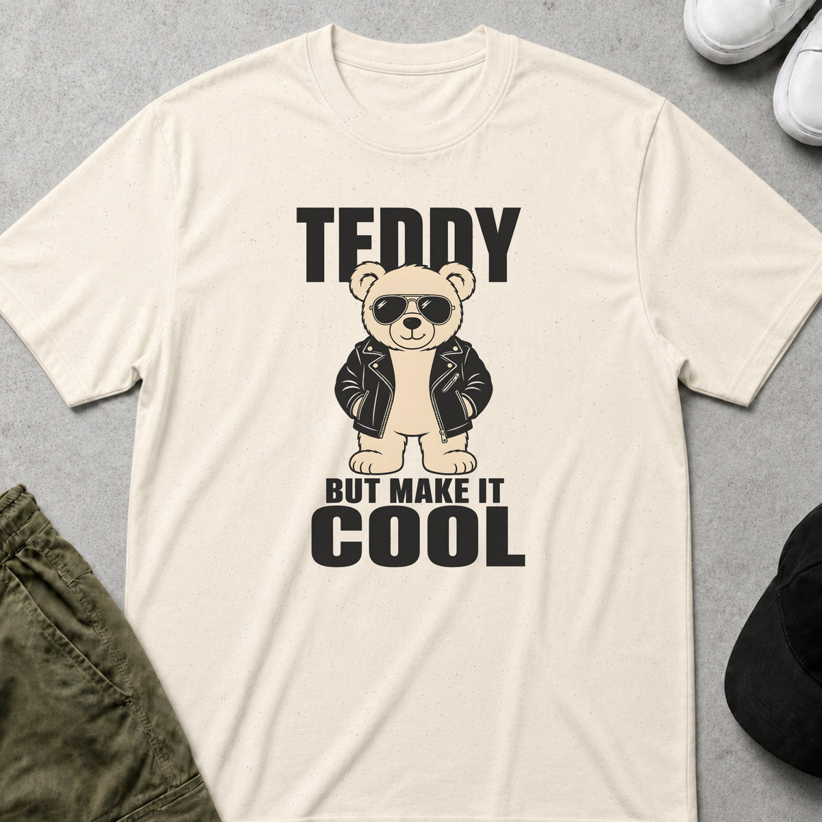 Cool Teds Teddy-Bear Leather Bear T-Shirt Natural / S