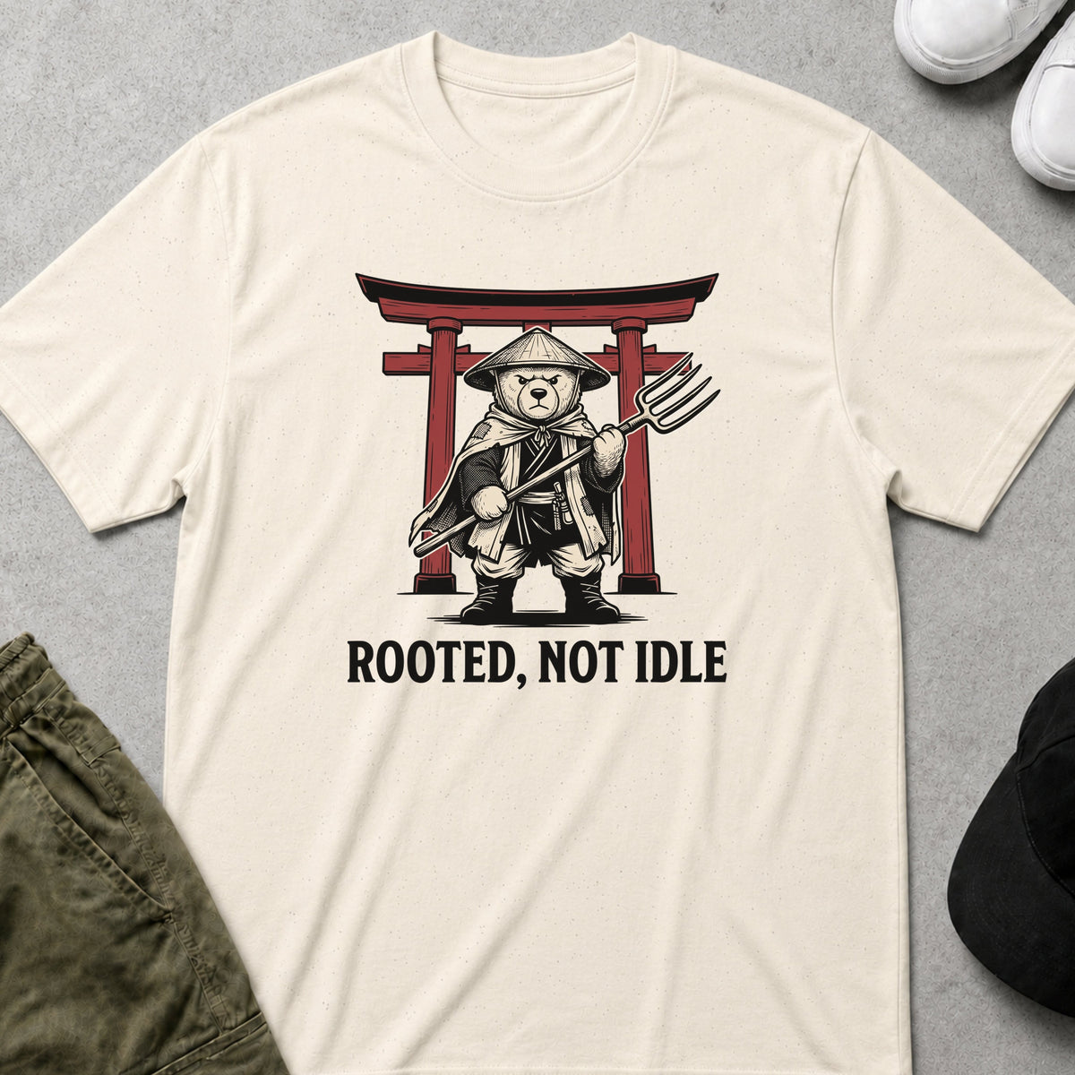 Cool Teds Teddy-Bear Rooted Not Idle T-Shirt Natural / S