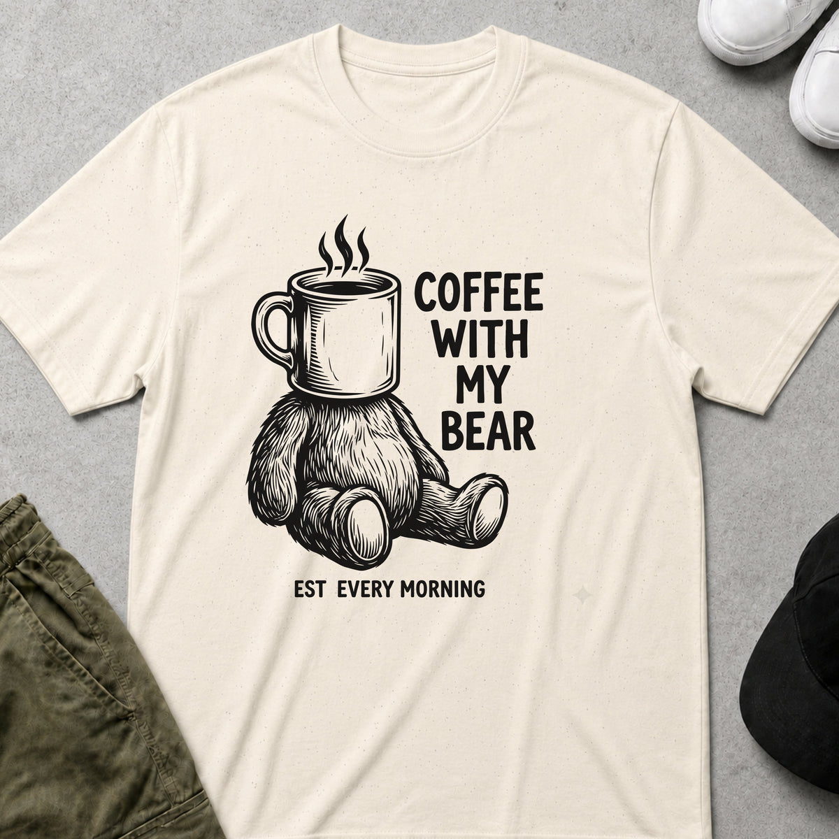 Cool Teds Teddy-Bear Bear Mornings T-Shirt Natural / S