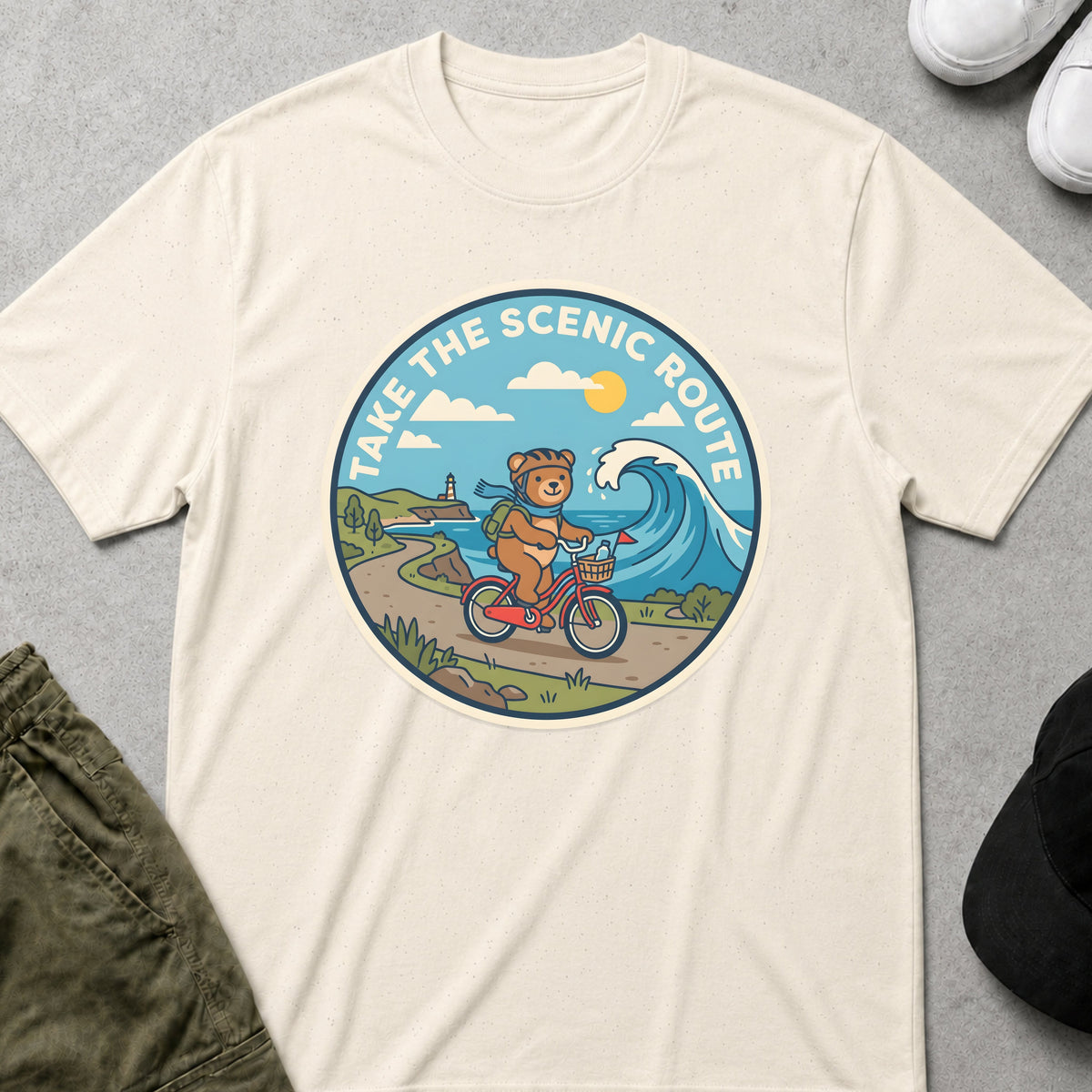 Printify Teddy-Bear Scenic Route T-Shirt Natural / S