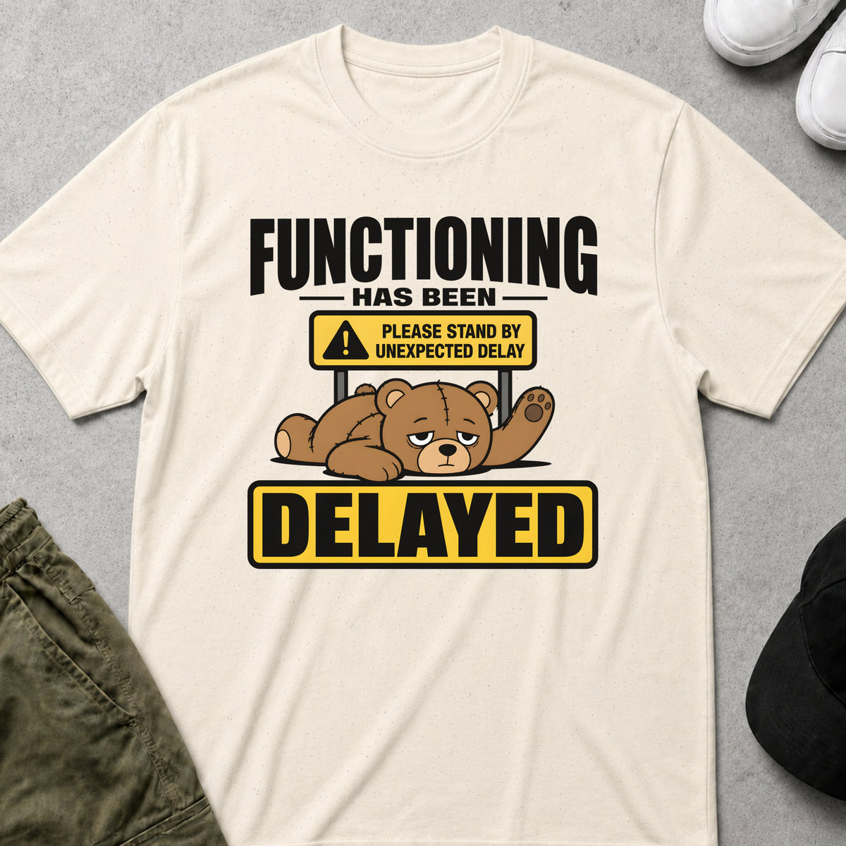 Cool Teds Teddy-Bear Unexpected Delay T-Shirt Natural / S