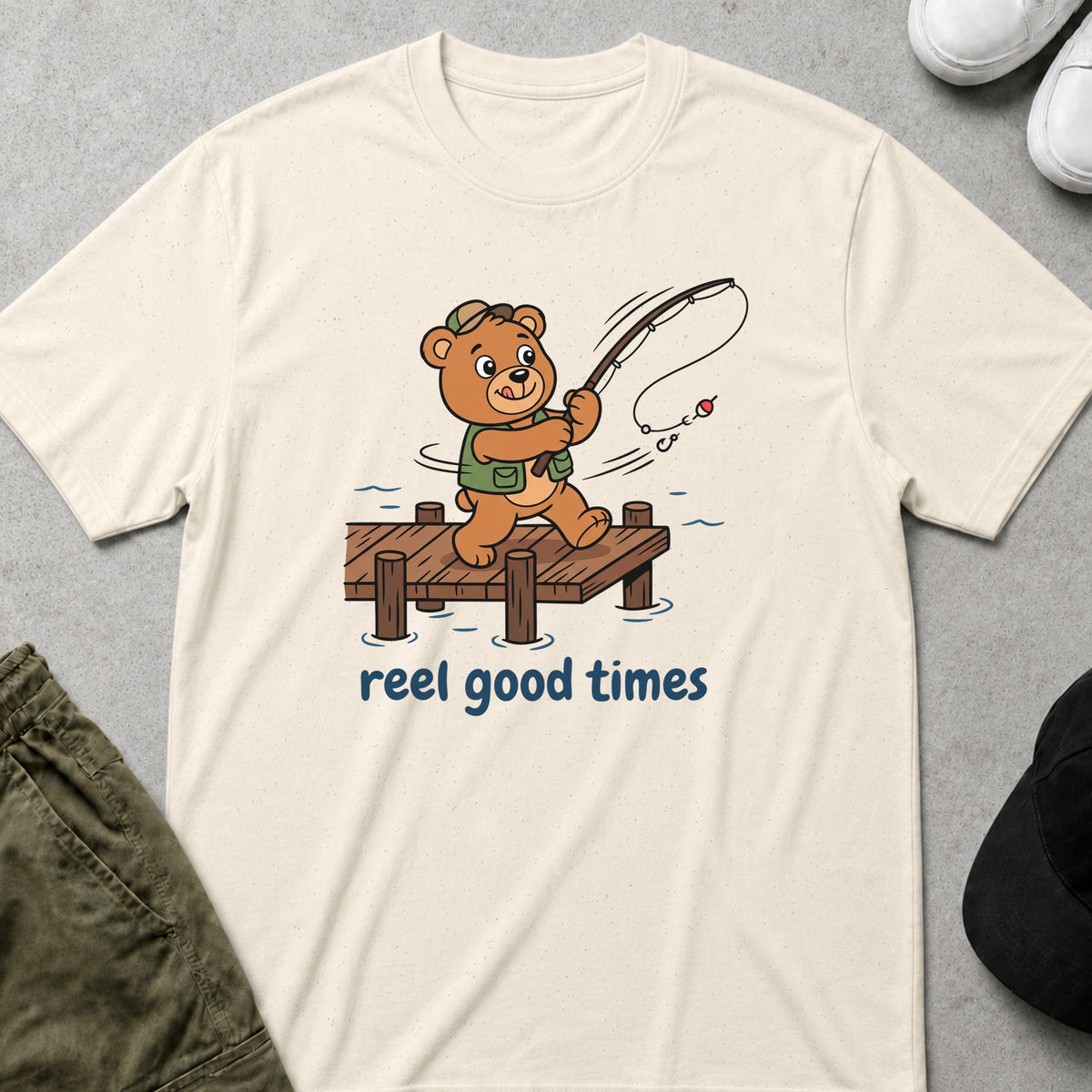 Printify Teddy-Bear Reel Good Times T-Shirt Natural / S