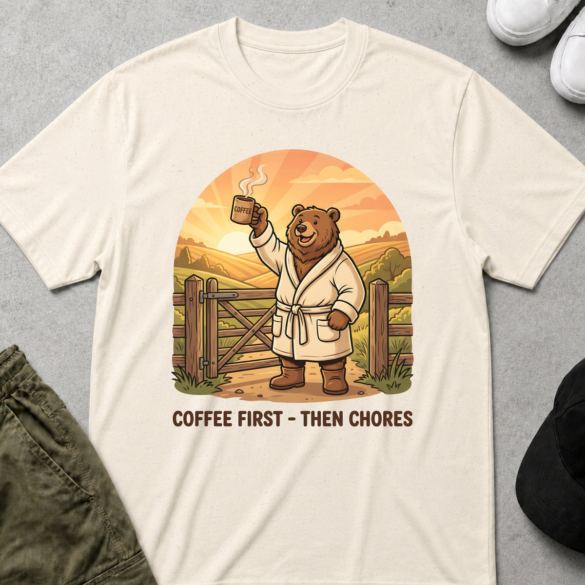 Cool Teds Teddy-Bear Morning Bear Vibes T-Shirt Natural / S