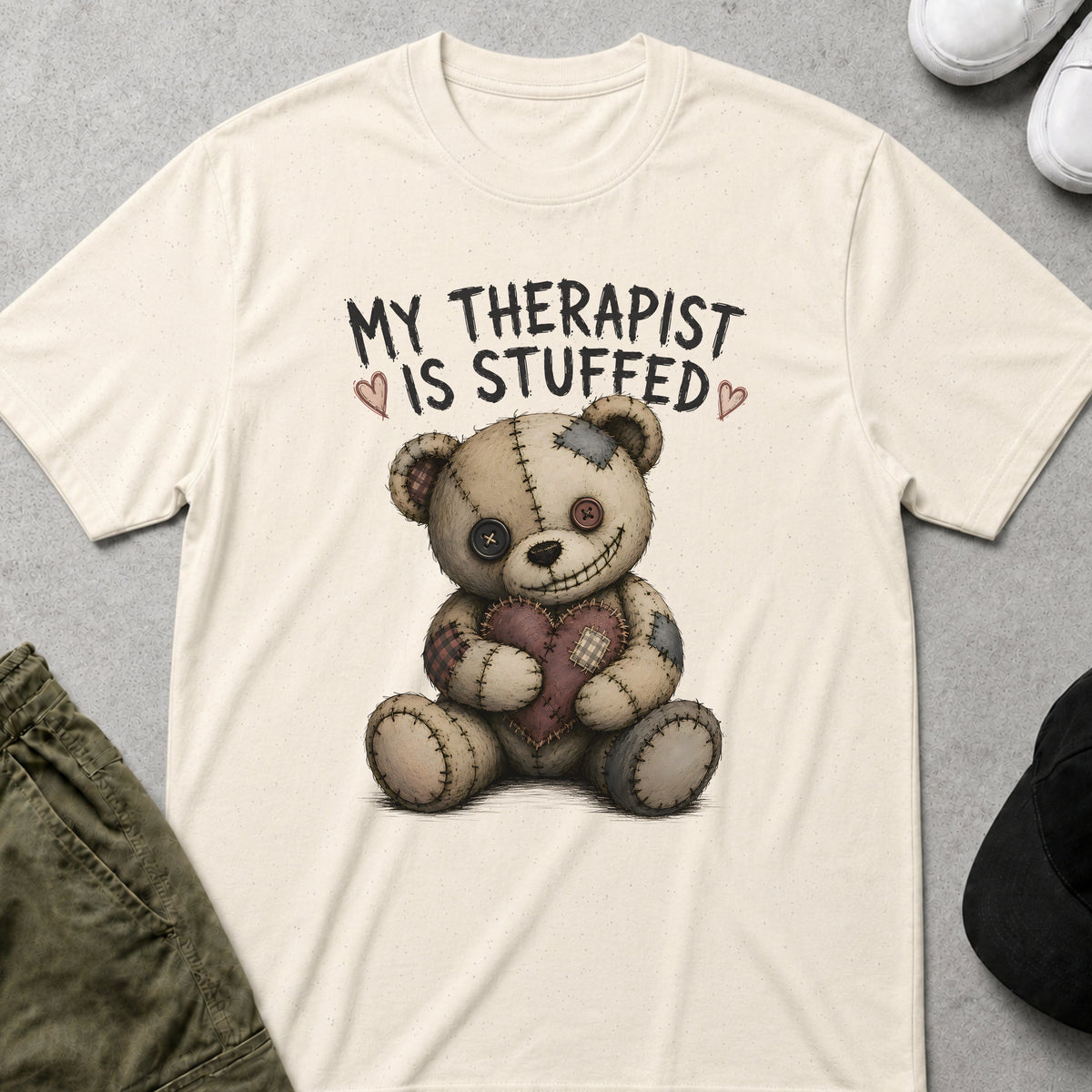 Cool Teds Teddy-Bear Stuffed Therapist T-Shirt Natural / S