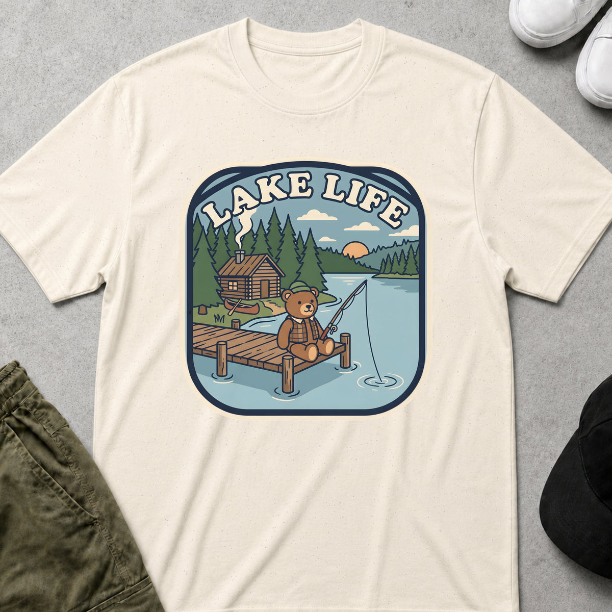 Printify Teddy-Bear Lake Life T-Shirt Natural / S
