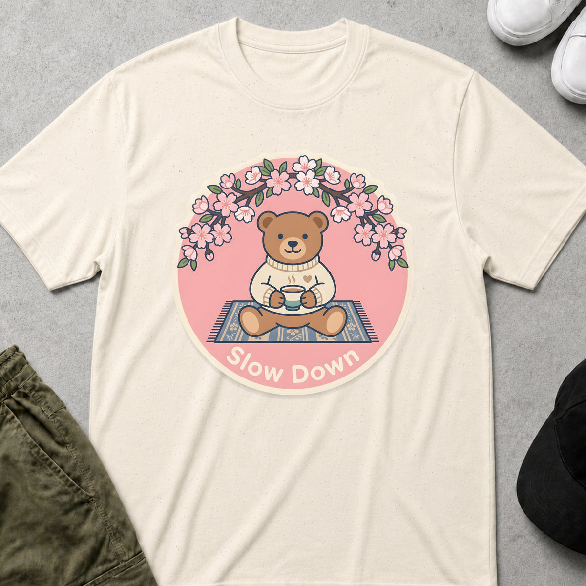 Printify Teddy-Bear Tea Time Bear T-Shirt Natural / S