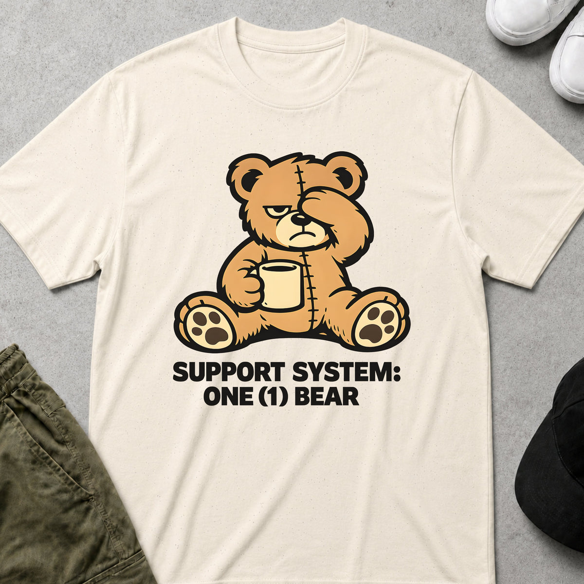 Cool Teds Teddy-Bear One Bear Support T-Shirt Natural / S