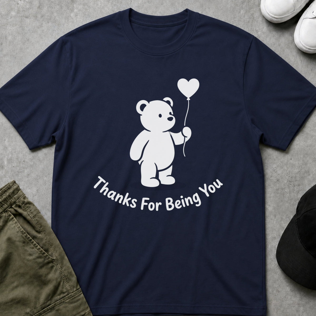 Printify Teddy-Bear Bear Heart Gratitude T-Shirt Navy / S
