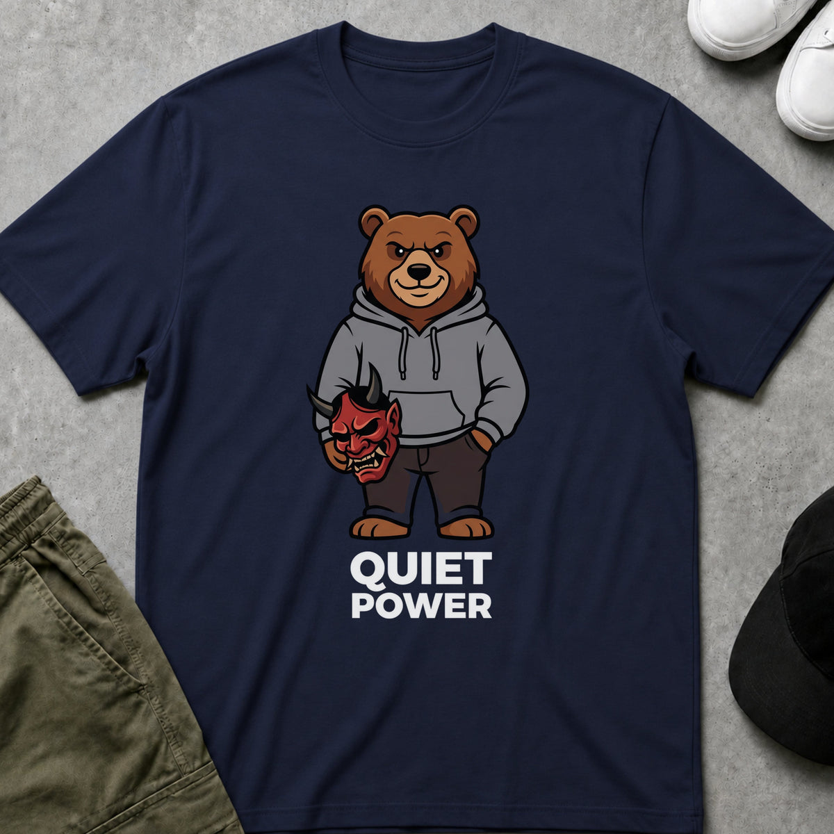 Cool Teds Teddy-Bear Quiet Power T-Shirt Navy / S