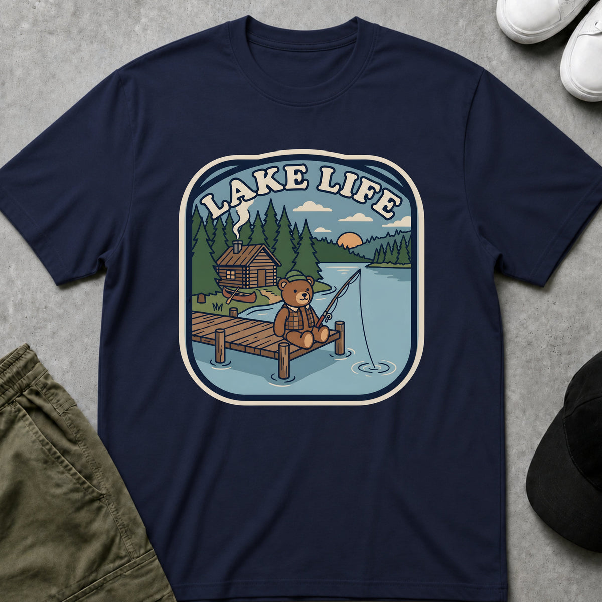 Printify Teddy-Bear Lake Life T-Shirt Navy / S