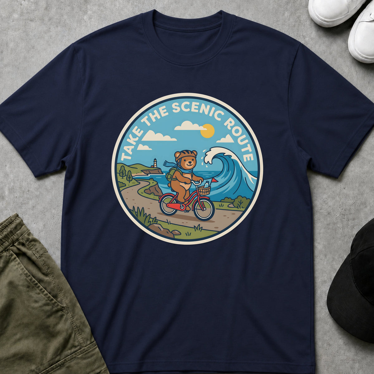 Printify Teddy-Bear Scenic Route T-Shirt Navy / S