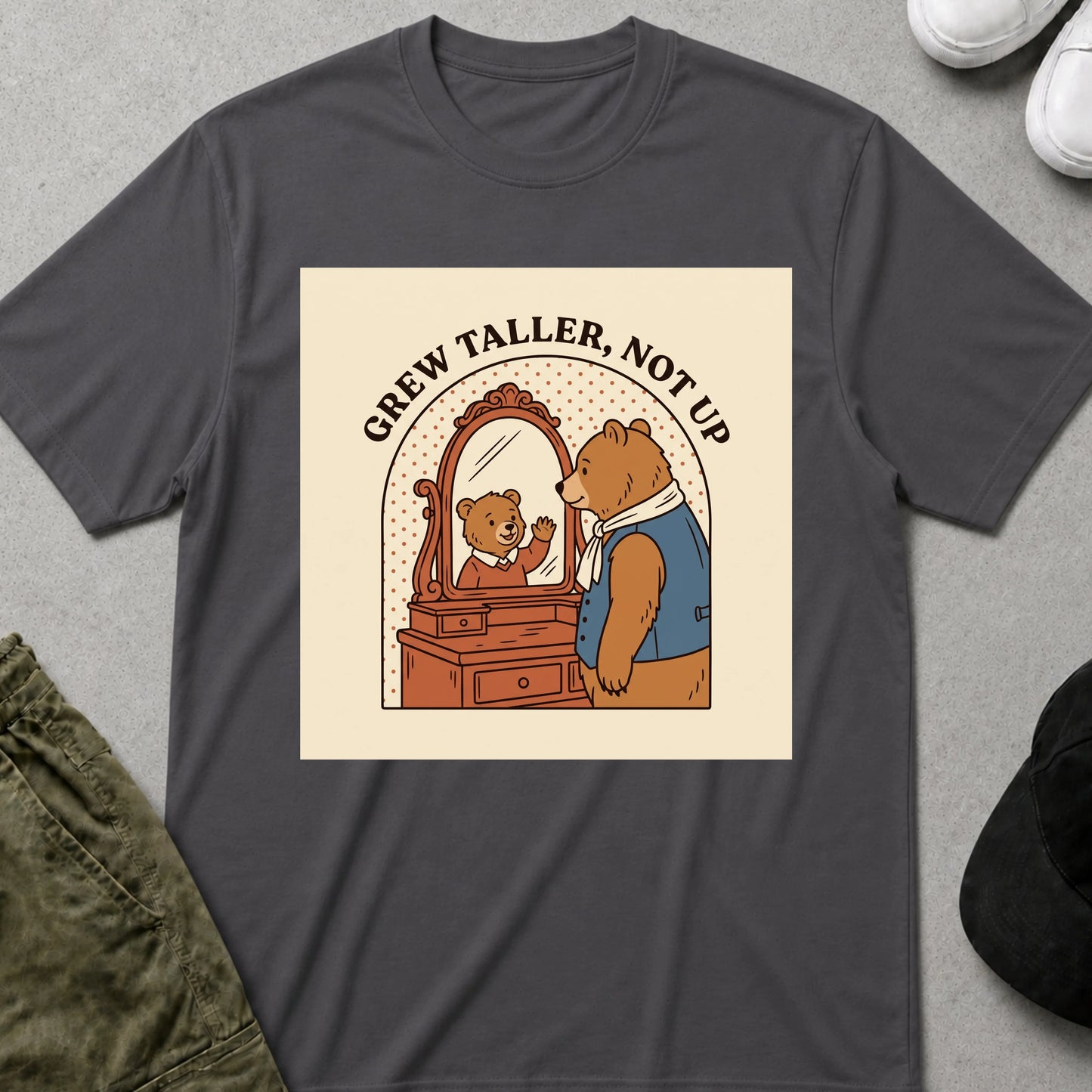 Cool Teds Teddy-Bear Never Grew Up T-Shirt Charcoal / S
