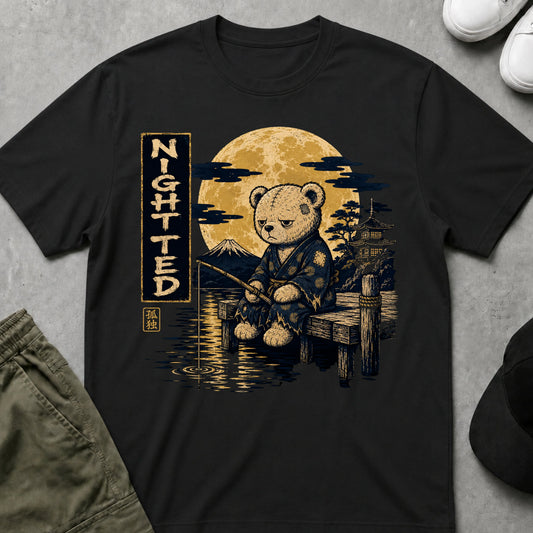 Cool Teds Teddy-Bear Night Fisher T-Shirt Black / S