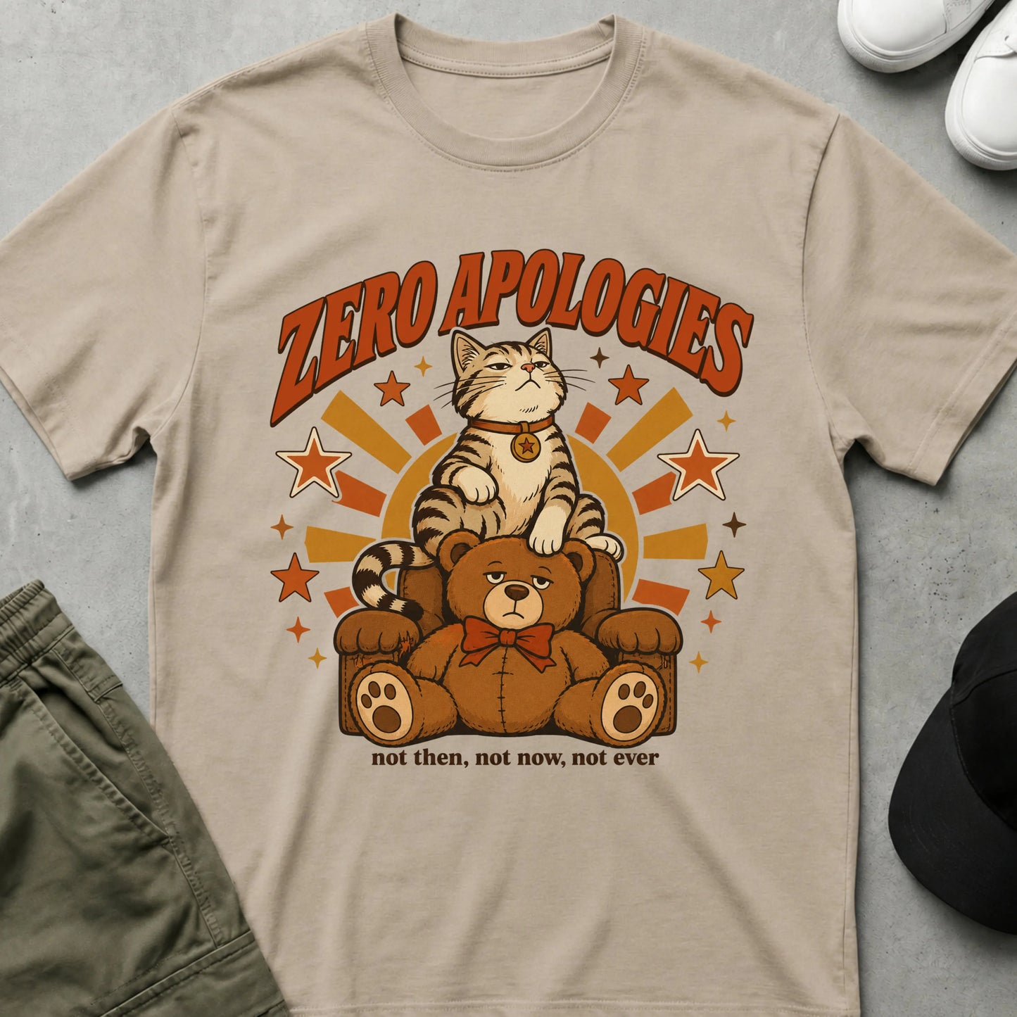 Cool Teds Teddy-Bear No Apologies T-Shirts Sand / S