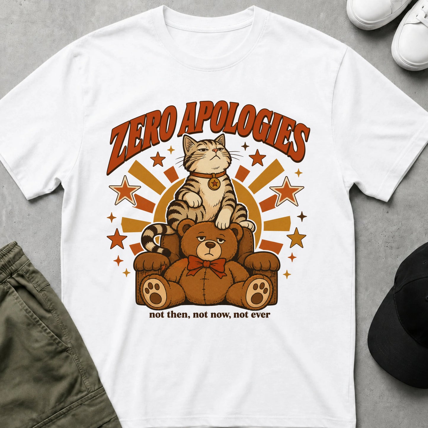 Cool Teds Teddy-Bear No Apologies T-Shirts White / S
