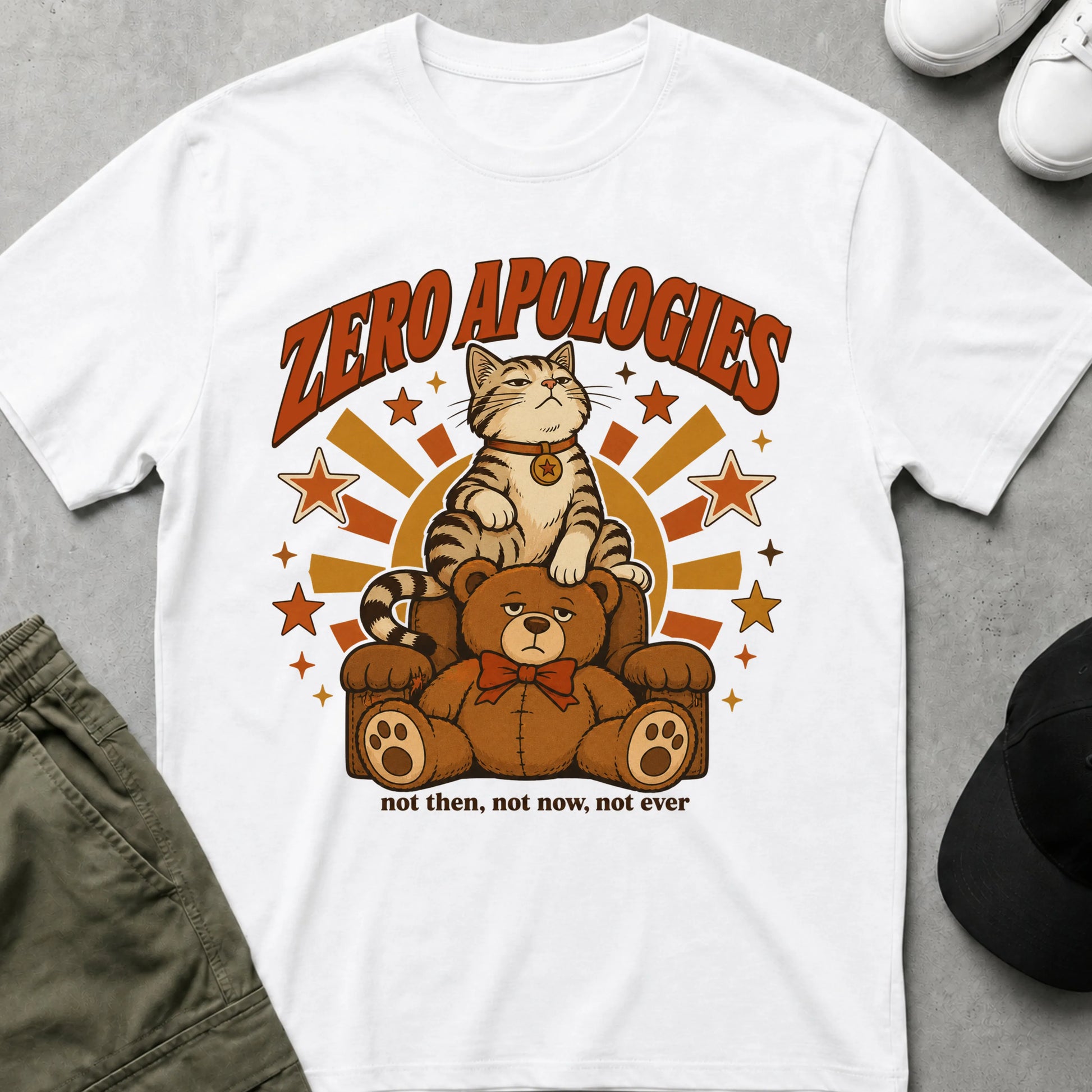 Cool Teds Teddy-Bear No Apologies T-Shirts White / S