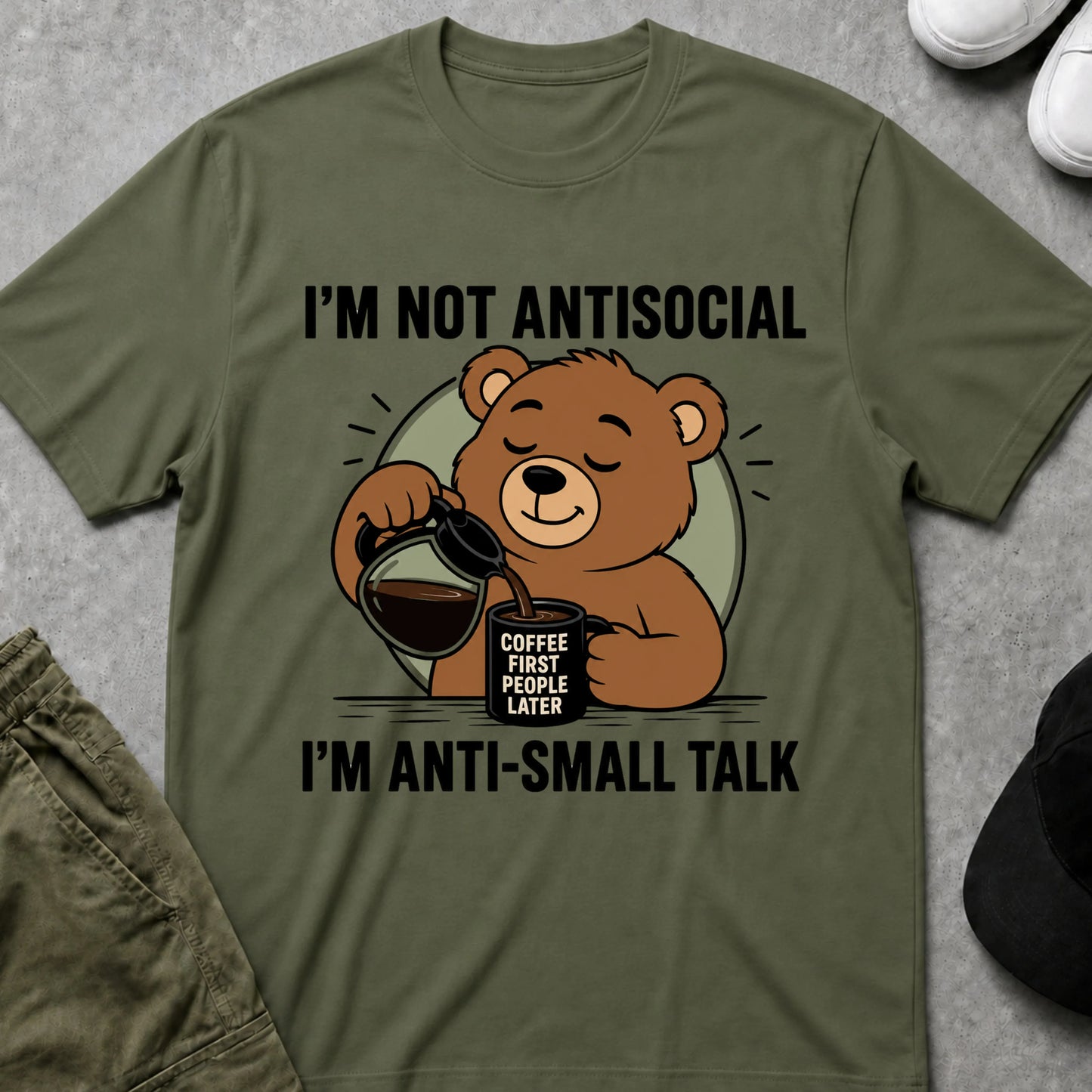 Not Anti Social T-Shirt Military Green