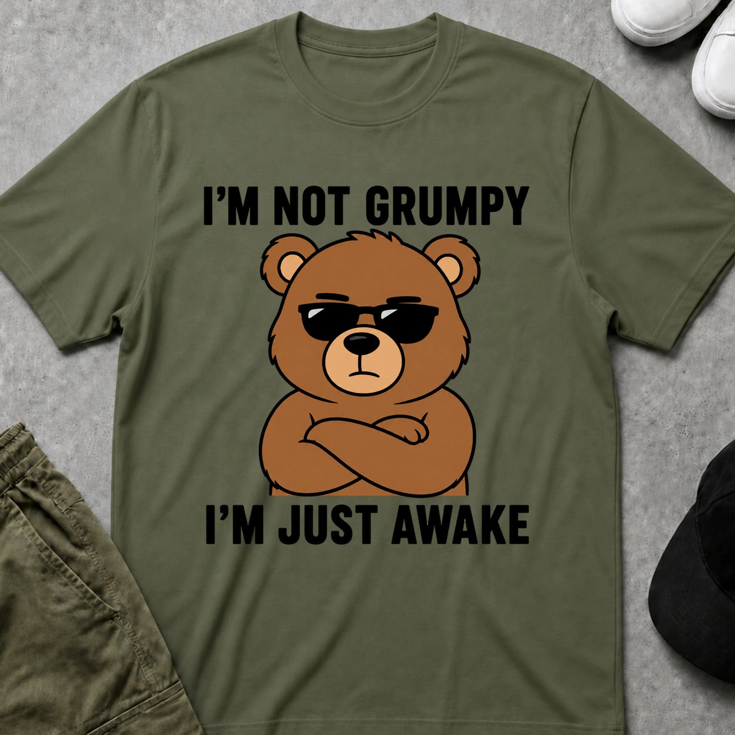 Not Grumpy T-Shirt Military Green