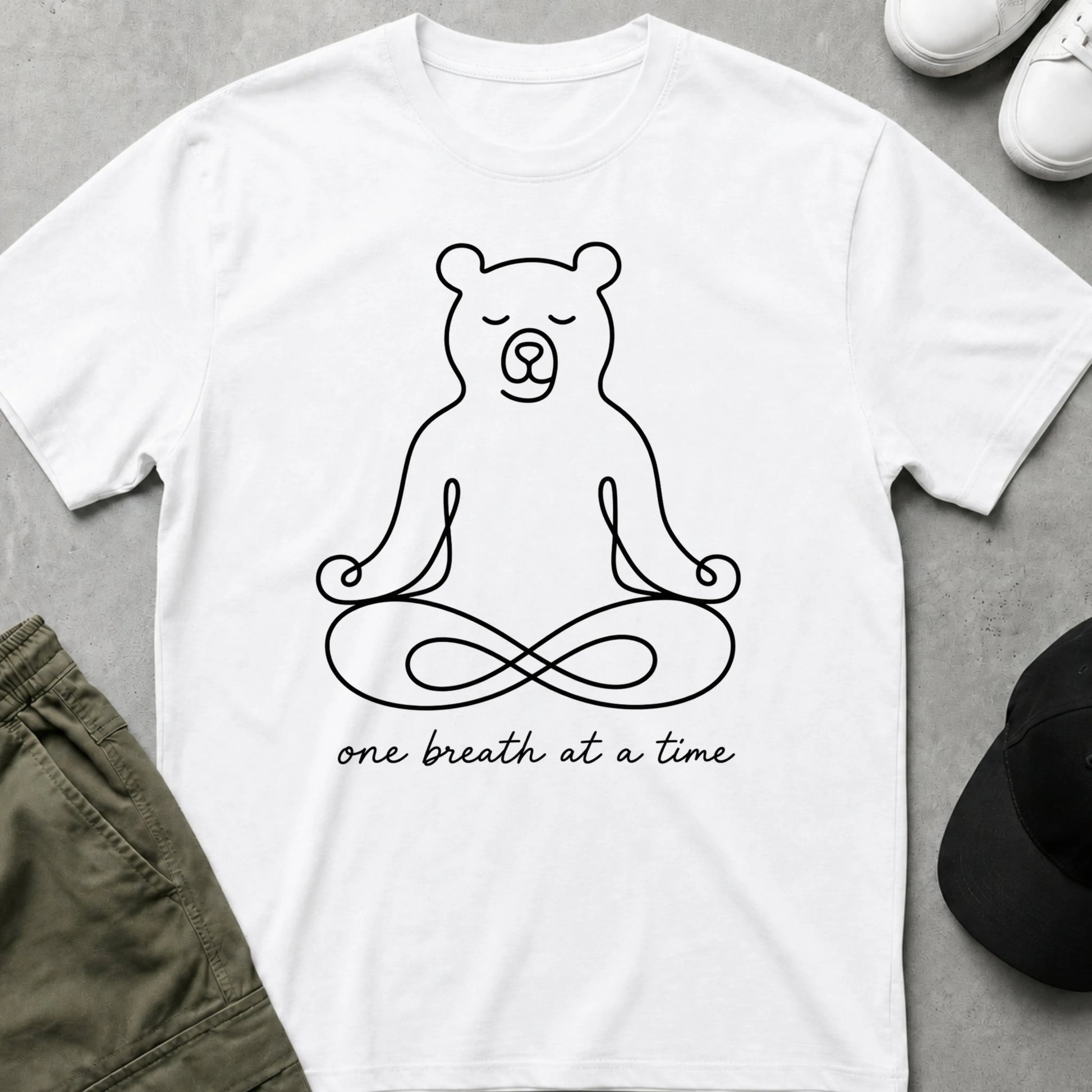 Printify Teddy-Bear One Breath at a Time T-Shirt White / S