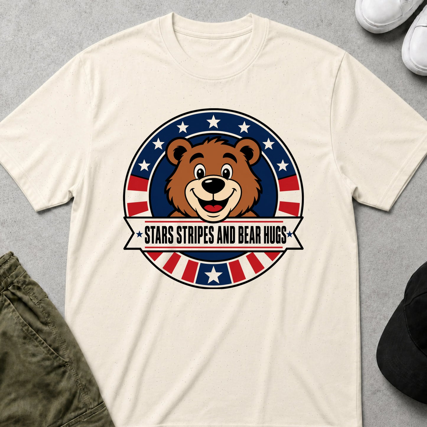 Cool Teds Teddy-Bear Patriotic Bear Hug T-Shirt Natural / S