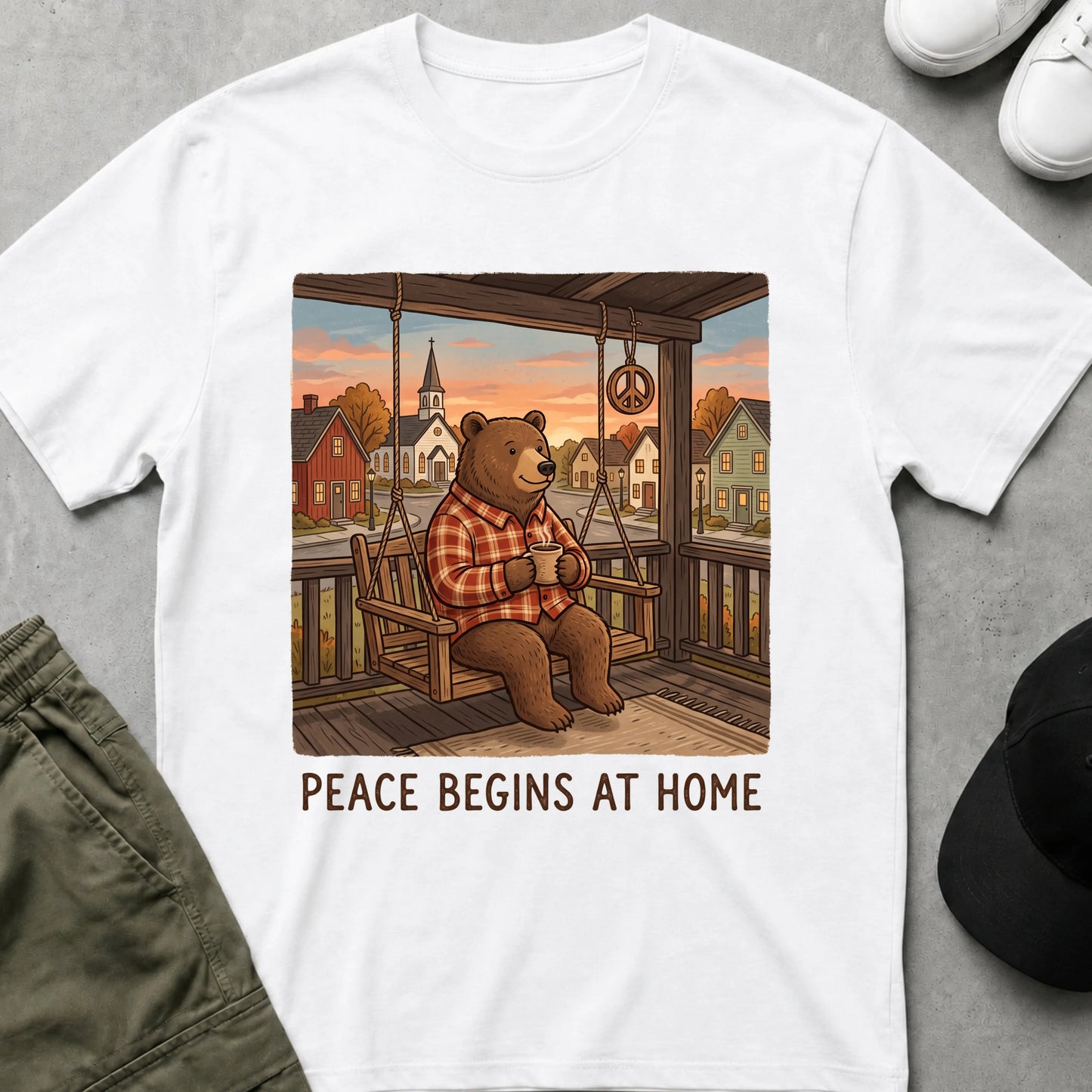 Cool Teds Teddy-Bear Peace Begins T-Shirt White / S