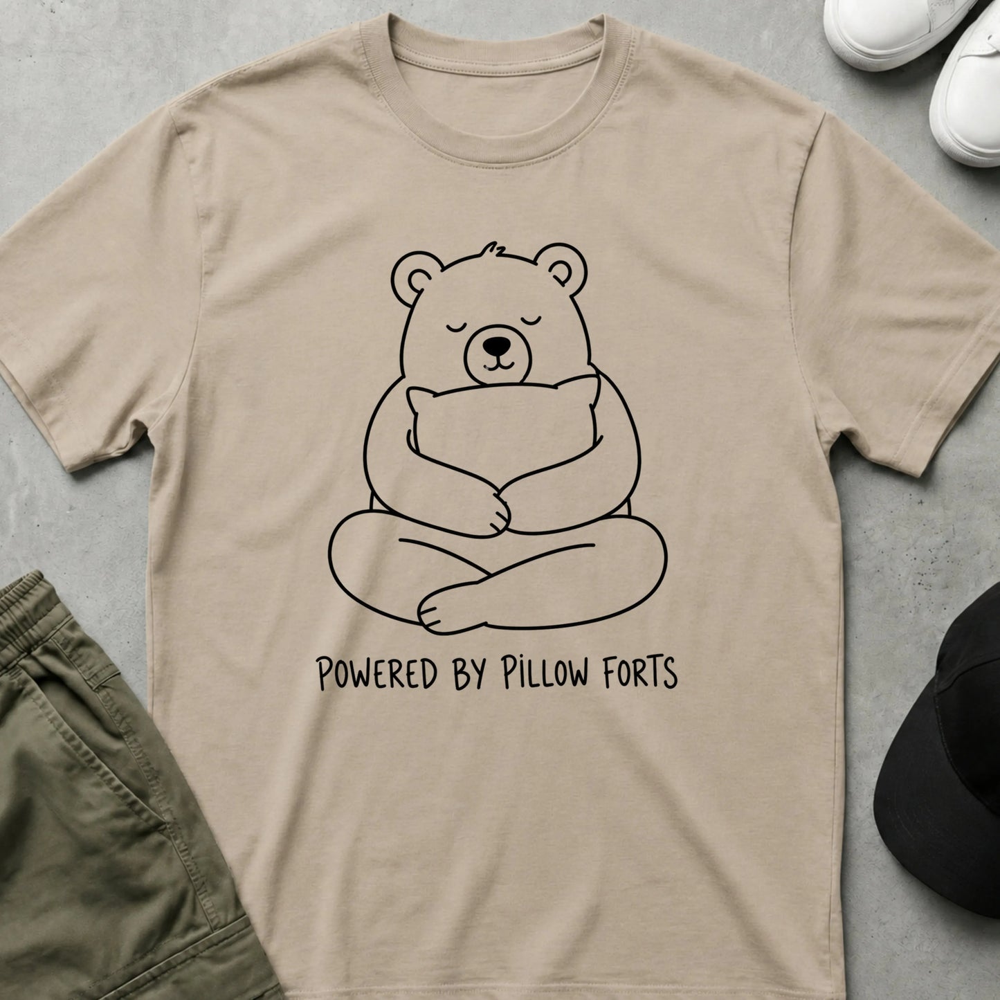 Cool Teds Teddy-Bear Pillow Fort Power T-Shirt Sand / S