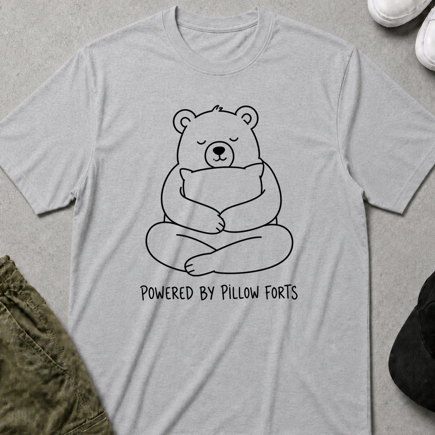 Cool Teds Teddy-Bear Pillow Fort Power T-Shirt Sport Grey / S