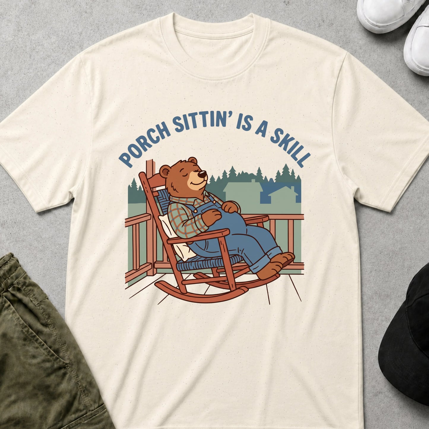 Cool Teds Teddy-Bear Porch Time T-Shirt Natural / S