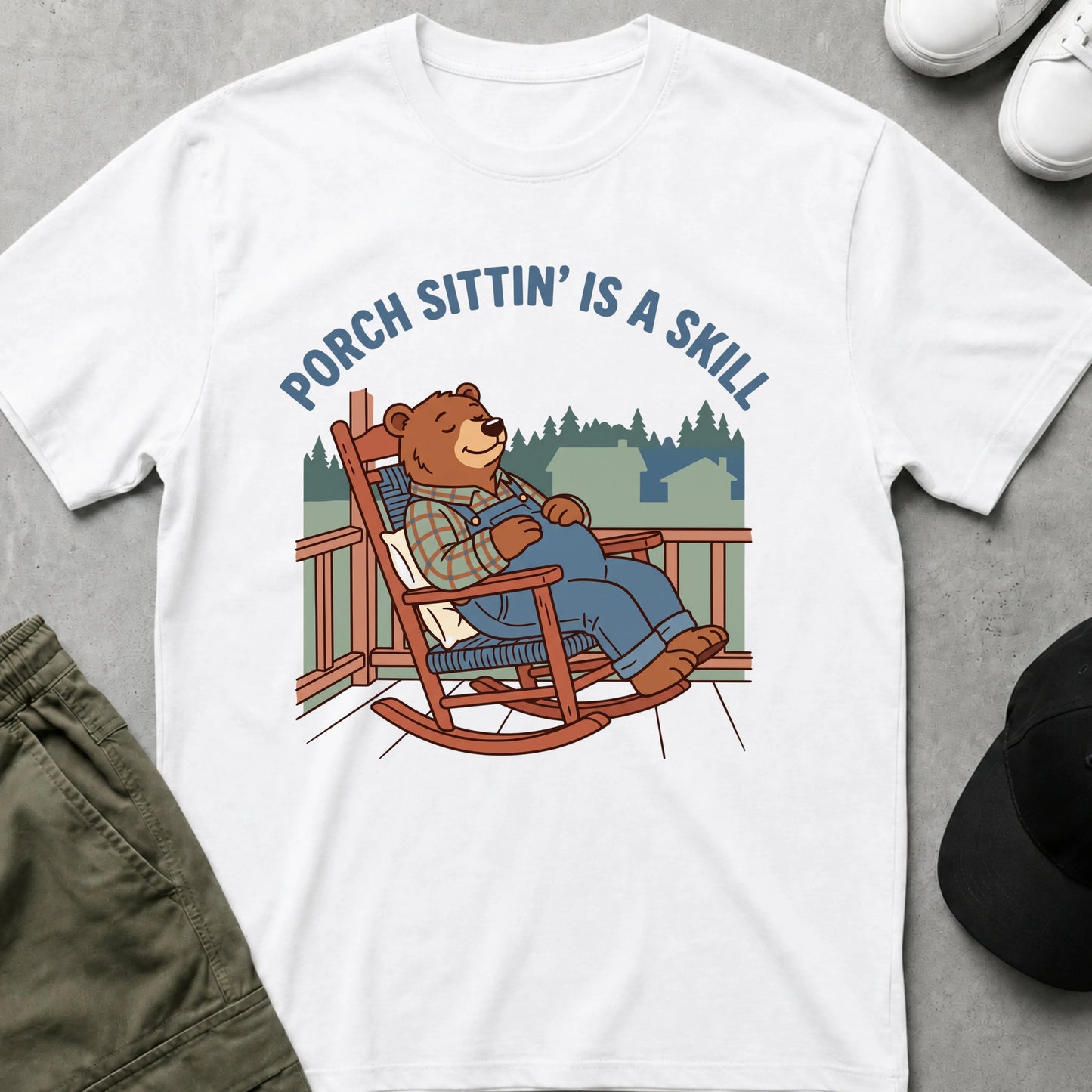 Cool Teds Teddy-Bear Porch Time T-Shirt White / S